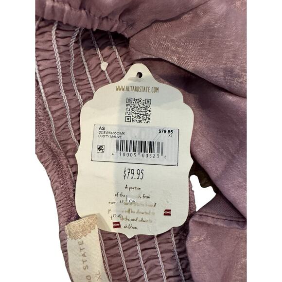 NWT Altar’d State Women Dress XL Dusty Mauve Puff Sleeve Cutout Tiered Babydoll - Picture 6 of 6